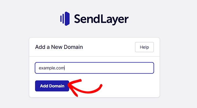Aggiungi il tuo nome di dominio per collegarlo a SendLayer