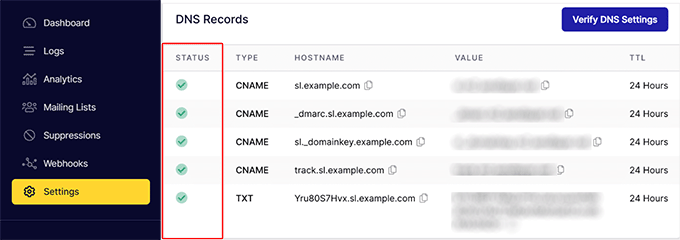 Controlla lo stato dei record DNS