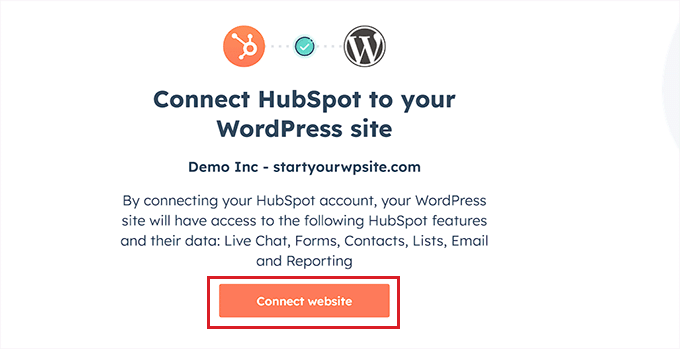 Collega il sito web a HubSpot