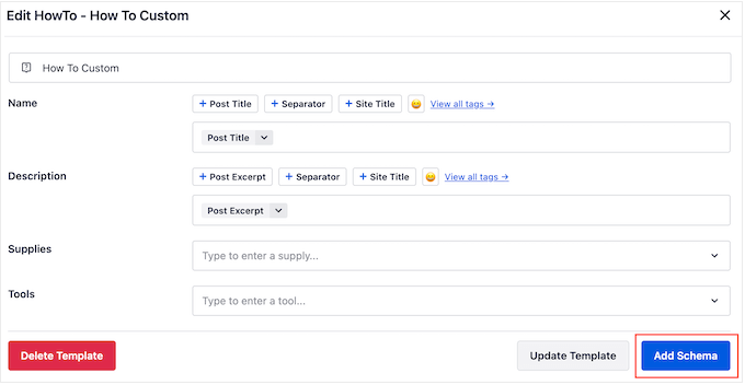 Personalizzazione di un modello di schema