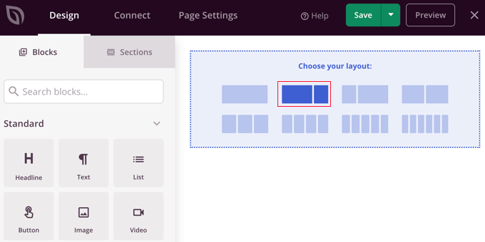 Scegli un layout con una barra laterale