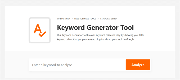 Strumento per la generazione di parole chiave WPBeginner