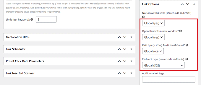 Configura le opzioni di collegamento