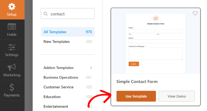 Modelli di moduli di contatto WPforms