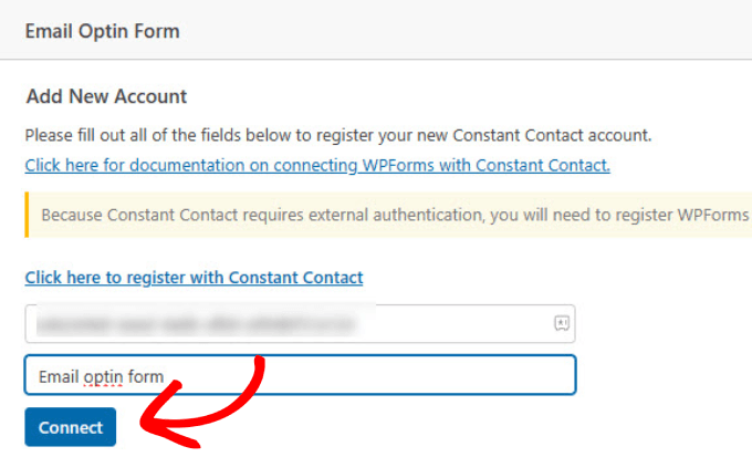 Connetti Constant Contact a WPForms