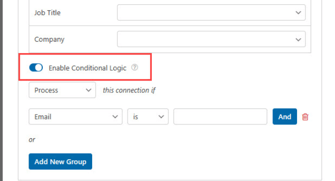 Abilita la logica condizionale per WPForms