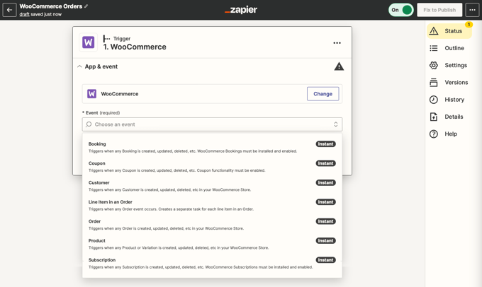 Esempio di utilizzo di Zapier con WooCommerce