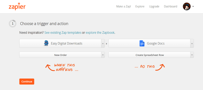 Esempio di utilizzo di Zapier con download digitali facili