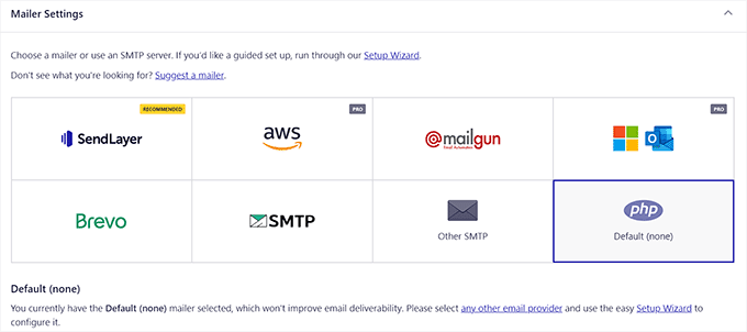 Scegli un mailer in Easy WP SMTP