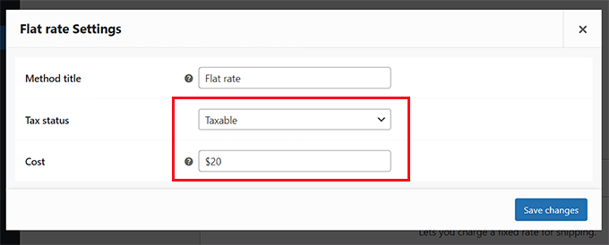 Configura le impostazioni del metodo di spedizione