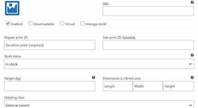 Compila i dettagli della variazione