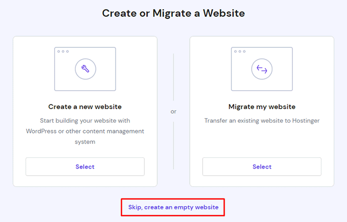 Salta l'hosting del sito web