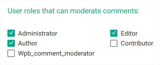 Il ruolo di moderatore dei commenti WPB in Thrive Comments