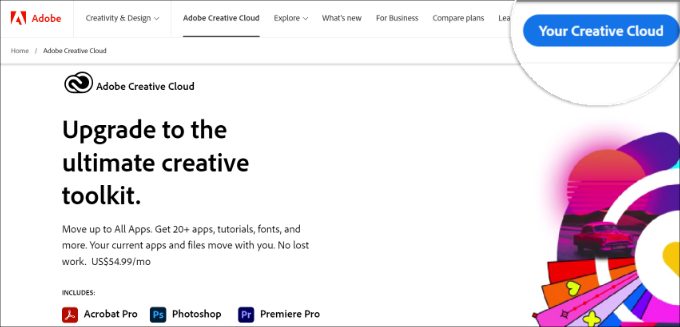 Vai alla tua app Creative Cloud