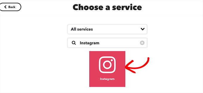 Scegli Instagram come servizio