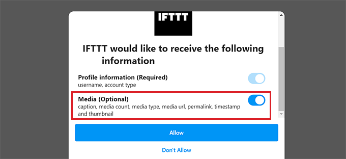 Attiva/disattiva l'interruttore multimediale