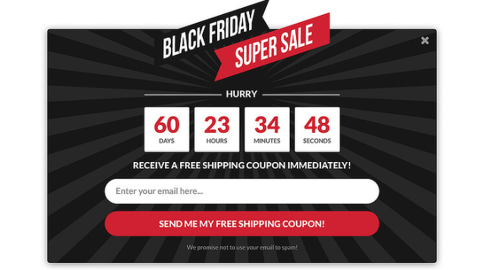 Popup FOMO del Black Friday per WooCommerce