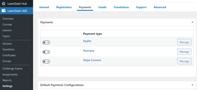 Aggiungi gateway di pagamento a LearnDash