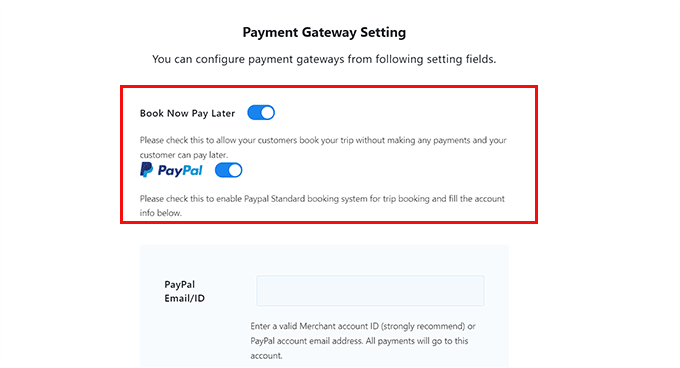 Configura gateway di pagamento