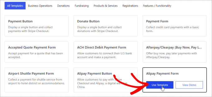 Modulo di pagamento Alipay