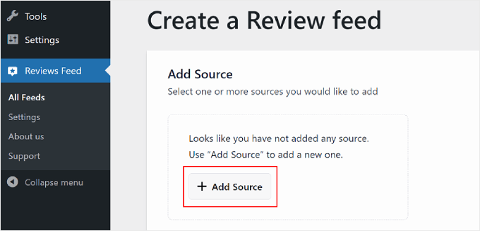 Aggiunta di una nuova fonte di feed di recensioni sul plug-in Reviews Feed Pro