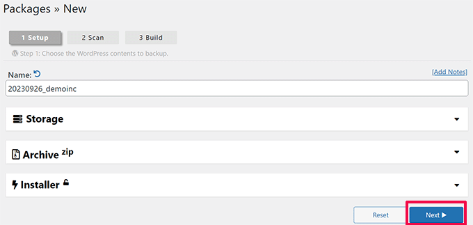 Duplicatore che esegue un backup passaggio 1