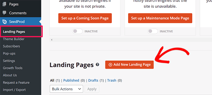 Add new landing page