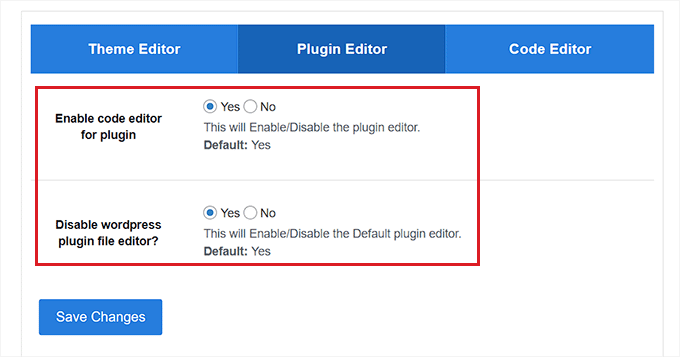 Configura le impostazioni dell'editor del plugin