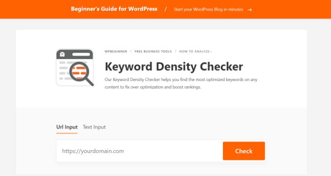 Strumento di controllo della densità delle parole chiave di WPBeginner