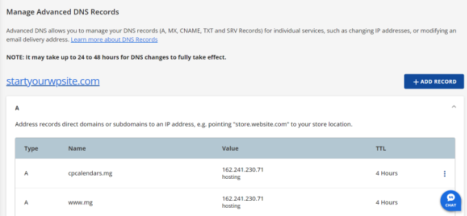 Gestisci record DNS avanzati in Bluehost