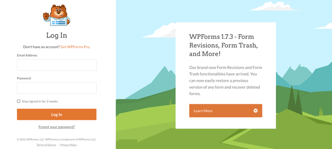 Pagina di accesso personalizzata di WPForms