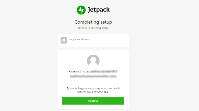 Collega il tuo account JetPack