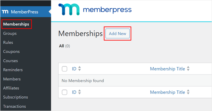 Creazione di un nuovo abbonamento a MemberPress