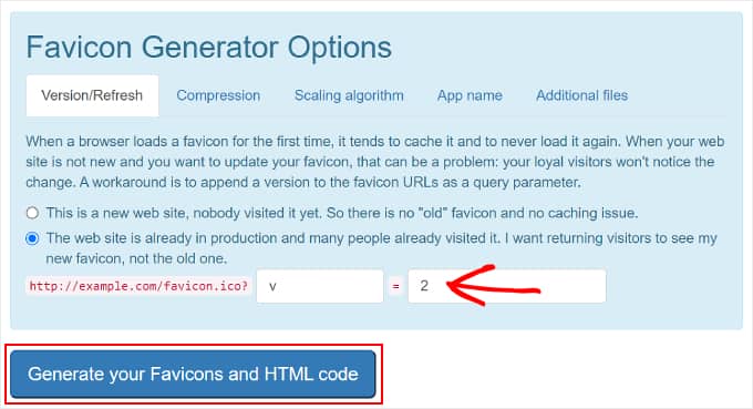 Generazione di una favicon per blog WordPress utilizzando lo strumento Favicon di RealFaviconGenerator