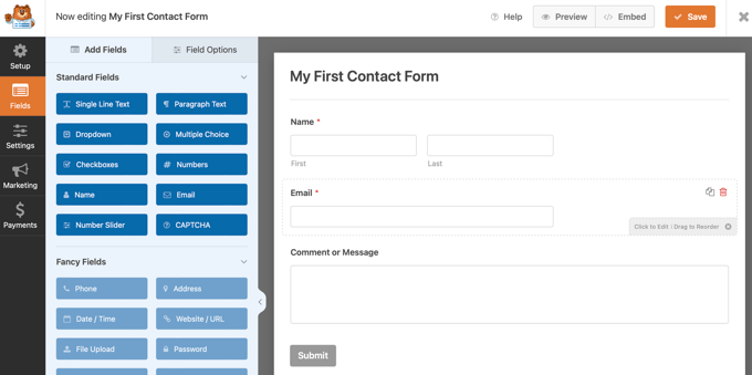 Generatore di moduli WPForms