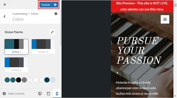 Pubblicazione di un tema WordPress classico nel Theme Customizer