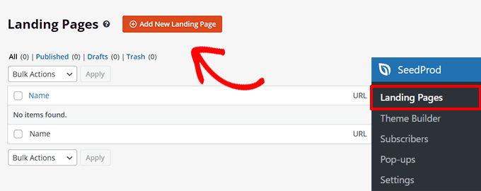 Crea una nuova pagina di destinazione in SeedProd