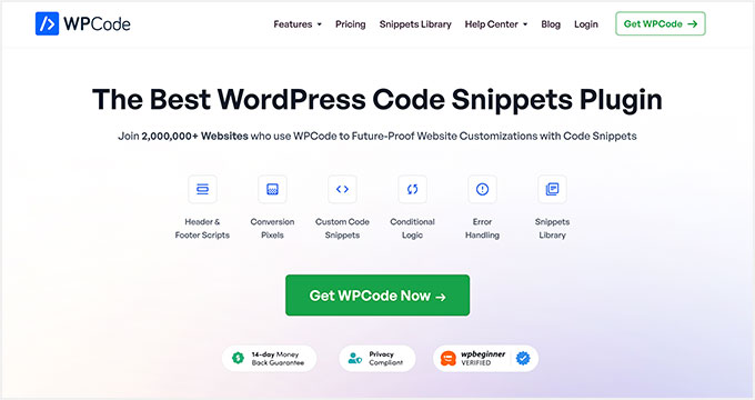 WPCode - Il miglior plugin per snippet di codice WordPress