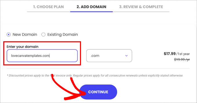 aggiungere il nome di dominio