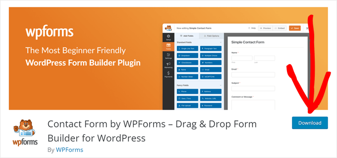 Download manuale del plugin WPForms