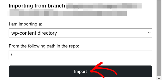 Scegliere quale tipo di file importare da GitHub a WordPress Playground