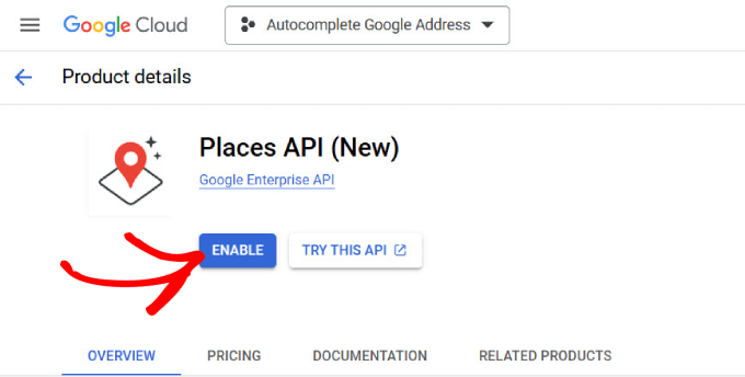 Abilita l'API Places 