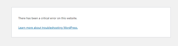 Errore critico in WordPress