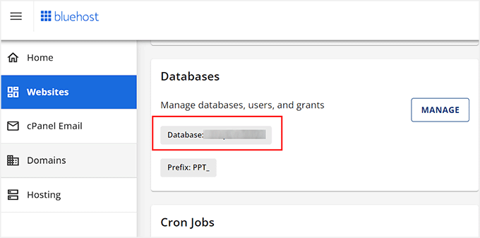 Trova il nome del database