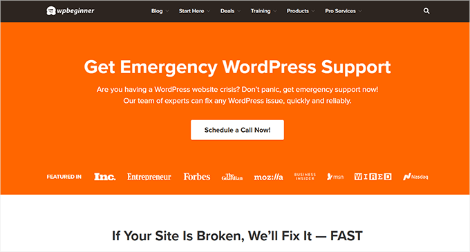 Servizio di supporto WordPress