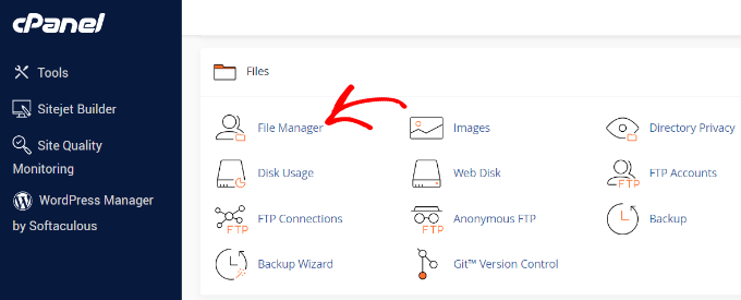 Gestore file in cPanel