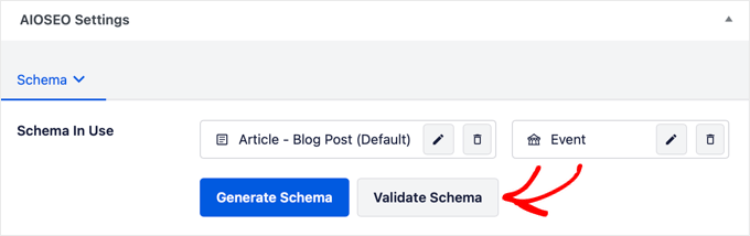 Validazione dello schema in AIOSEO