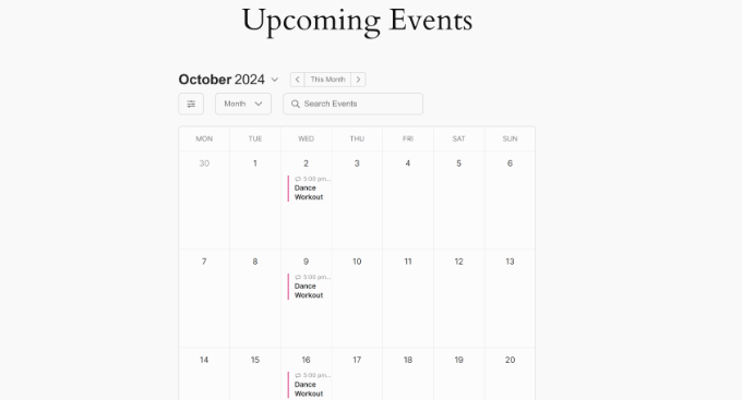 Visualizza i prossimi eventi nel calendario