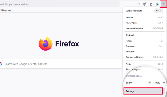 Impostazioni di Firefox