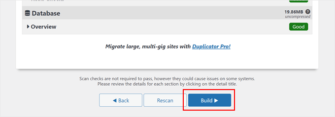 Creazione di un file di backup del duplicatore